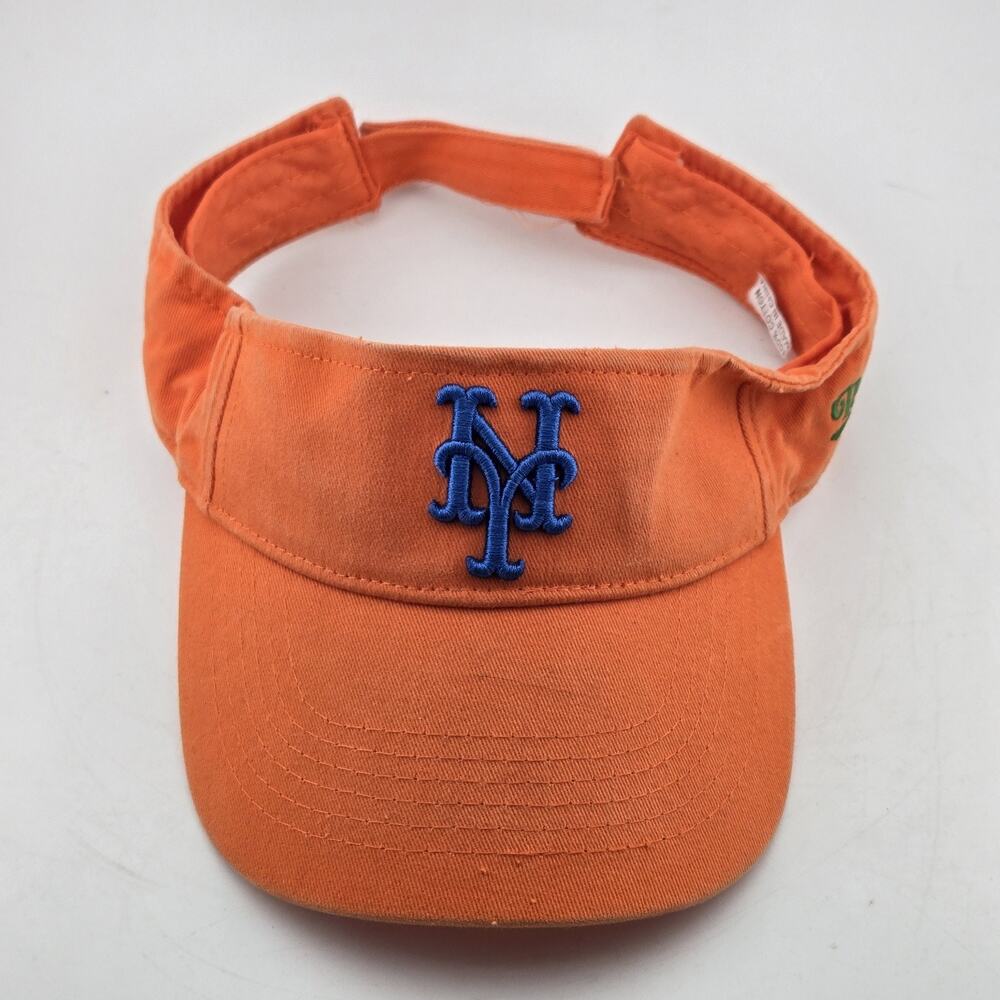 New York Mets Nathan's Famous Orange Cotton Adjustable Sun Visor Hat Vintage